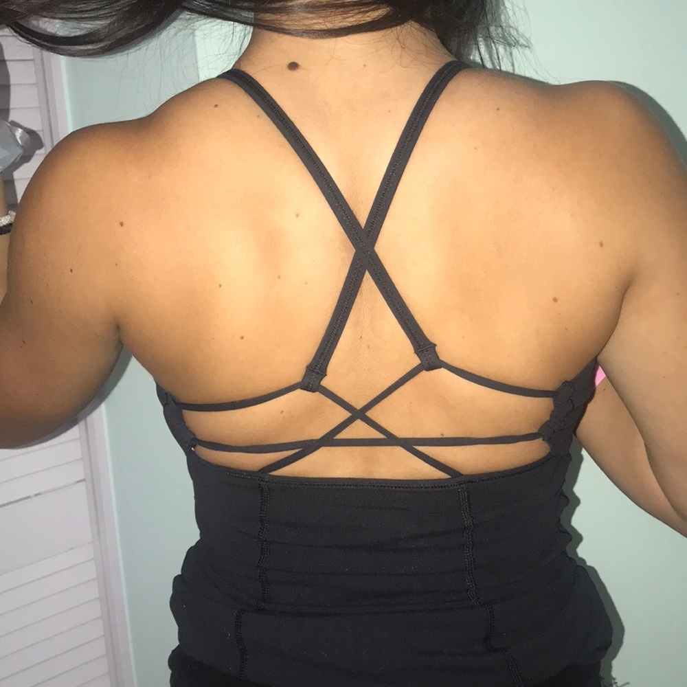 Lulu Lemon black cross back top